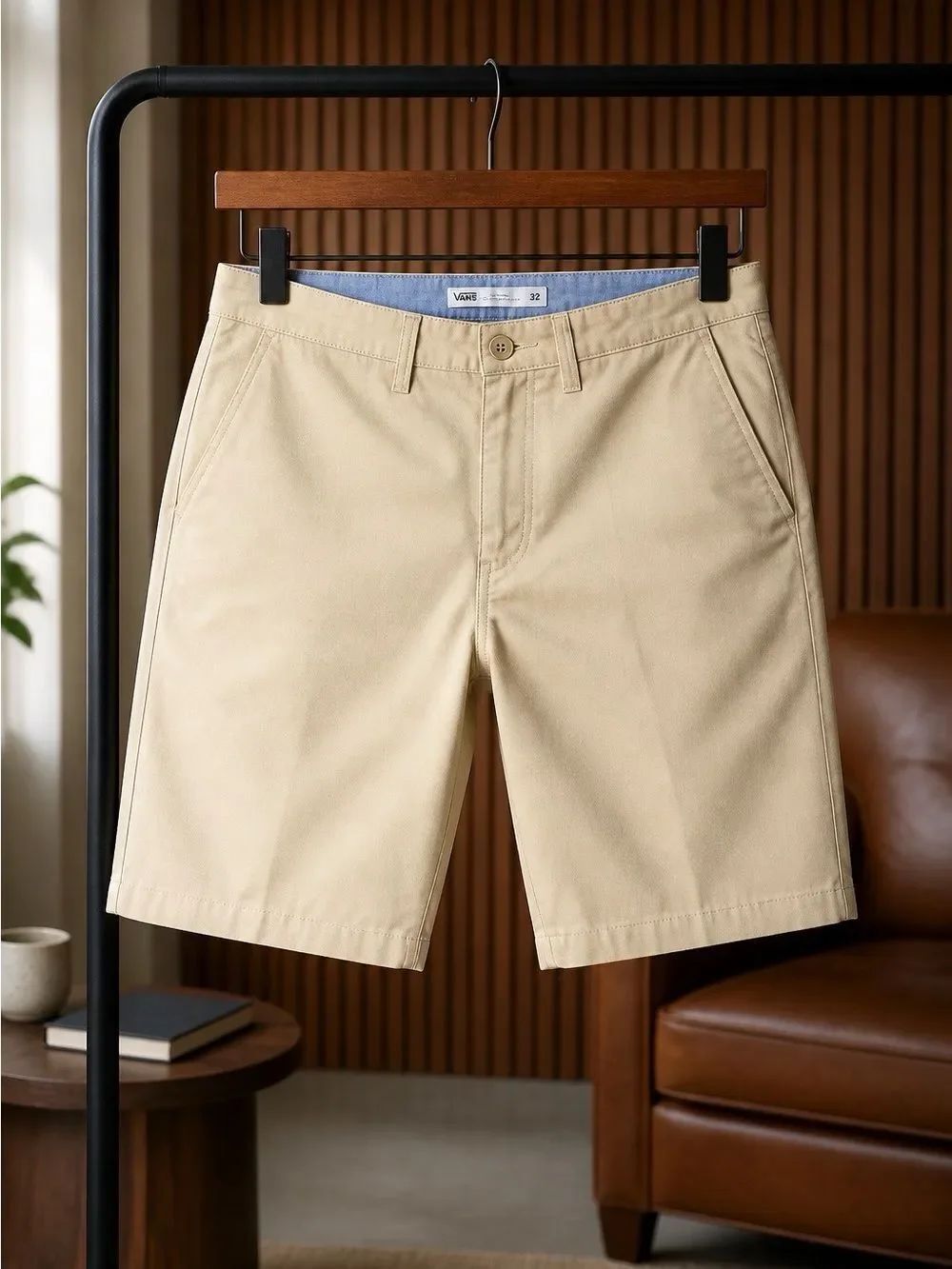 BEIGE VANS SHORTS 32”x10” length